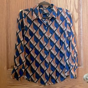 Classic fit satin shirt, banana republic, small, small, petite